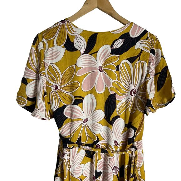 Slate & Willow Mod Daisy Floral Print Flutter Sleeve Wrap Midi Dress Size S - Picture 7 of 13